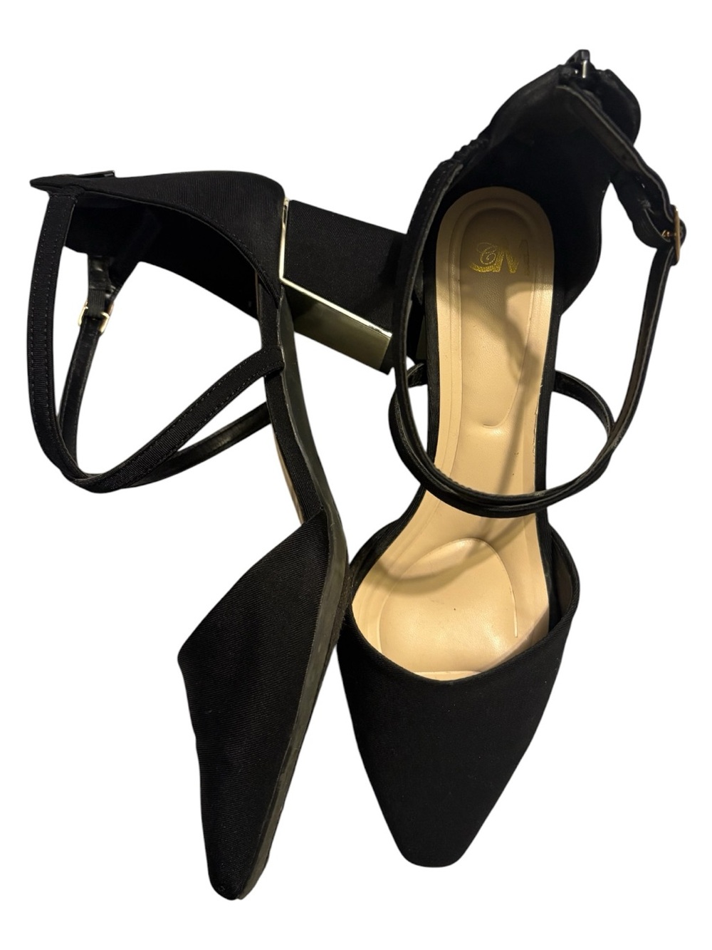 Black Pointed Toe Ankle Strap Women’s Heels